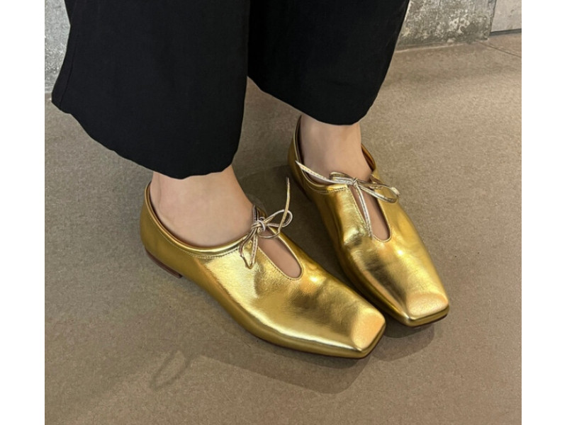 Women Natural Leather Glossy Flats Square Toe Lace-up Neutral Flat Shoes Comfort Shallow Gold  Flats Fashion Lady Women Natural Leather Glossy Flats Square Toe Lace-up Neutral Flat Shoes Comfort Shallow Gold  Flats Fashion Lady