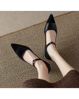 Real Leather Patchwork Mary Janes Women Brand Designer Pearl Decoration Flats Lady Buckle Strap Flat Shoe Elegant Daily