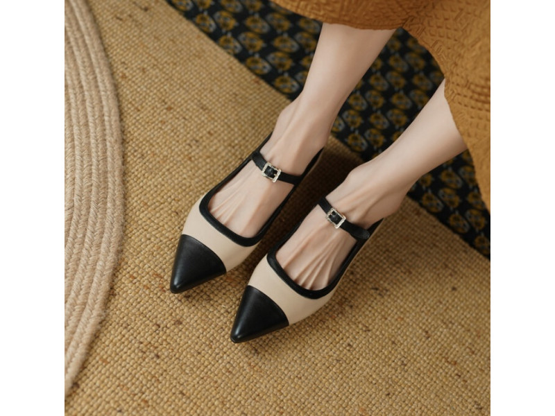 Real Leather Swallow Gird Mixed Colors Flats Women Brand Designer Pointed Toe Buckle Strap Shoes Lady Office Daily Nude Real Leather Swallow Gird Mixed Colors Flats Women Brand Designer Pointed Toe Buckle Strap Shoes Lady Office Daily Nude
