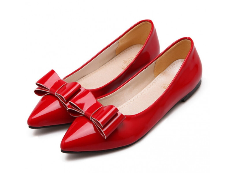 Women Lovely Bow-knot Ballet Shoes Red Slip-on Pointed Toe Ballerina Flats Ladies Leisure Women Lovely Bow-knot Ballet Shoes Red Slip-on Pointed Toe Ballerina Flats Ladies Leisure