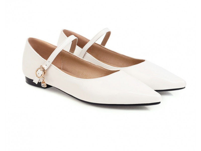 Women Mary Janes Flat Shoes Nude Pointed Toe Strap Buckle Flats Ladies Women Mary Janes Flat Shoes Nude Pointed Toe Strap Buckle Flats Ladies