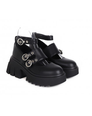 Women Punk Buckle Mary Jane Shoes Chunky Heels Platform Black Loafers Ladies Goth Flats Footwear Brand Women Punk Buckle Mary Jane Shoes Chunky Heels Platform Black Loafers Ladies Goth Flats Footwear Brand