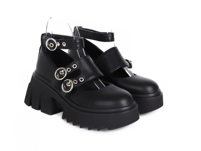 Women Punk Buckle Mary Jane Shoes Chunky Heels Platform Black Loafers Ladies Goth Flats Footwear Brand Women Punk Buckle Mary Jane Shoes Chunky Heels Platform Black Loafers Ladies Goth Flats Footwear Brand