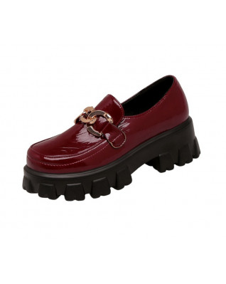 Arrival Gold Metal Chain Loafers Women Platform Chunky Heels Flats Chic Brand Designer Casual Shoes for Spring