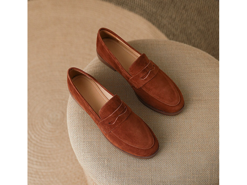Sheep Suede Penny Loafers Women's Round Toe Slip-ons Flat Shoes Ladies Leisure Causal Creepers Comfort Sheep Suede Penny Loafers Women's Round Toe Slip-ons Flat Shoes Ladies Leisure Causal Creepers Comfort