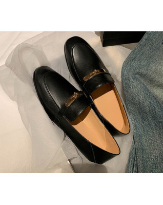 Top Quality Natural Genuine Leather Women Brand Lock Loafers  Black Slipon Flats Dress Casual Shoes Handmade Top Quality Natural Genuine Leather Women Brand Lock Loafers  Black Slipon Flats Dress Casual Shoes Handmade