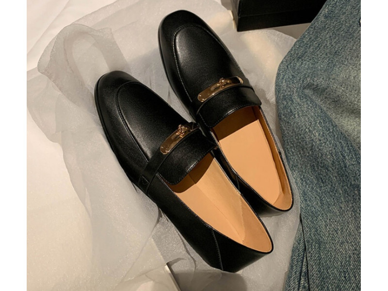Top Quality Natural Genuine Leather Women Brand Lock Loafers  Black Slipon Flats Dress Casual Shoes Handmade Top Quality Natural Genuine Leather Women Brand Lock Loafers  Black Slipon Flats Dress Casual Shoes Handmade