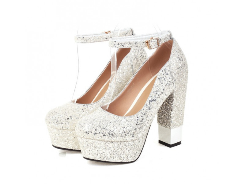 Sequined Pumps for Women Spring Autumn Glitter Gold Silver Shoes Bridal Ladies Chunky Heels Platform Pump Sequined Pumps for Women Spring Autumn Glitter Gold Silver Shoes Bridal Ladies Chunky Heels Platform Pump