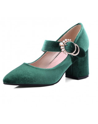 Velve t Mary Jane Shoes for Women Pearls Buckle High-heeled Velour Pumps Office Party Dress Shoes Ladies Spring Velve t Mary Jane Shoes for Women Pearls Buckle High-heeled Velour Pumps Office Party Dress Shoes Ladies Spring