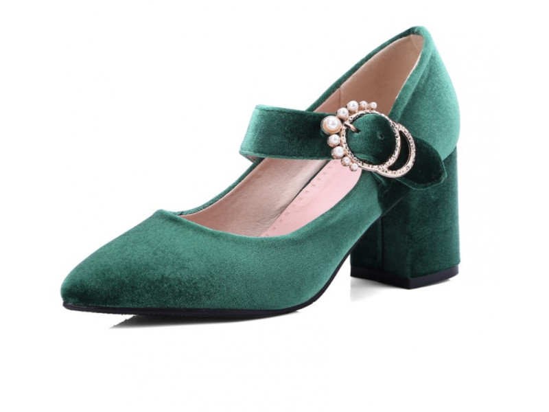 Velve t Mary Jane Shoes for Women Pearls Buckle High-heeled Velour Pumps Office Party Dress Shoes Ladies Spring Velve t Mary Jane Shoes for Women Pearls Buckle High-heeled Velour Pumps Office Party Dress Shoes Ladies Spring