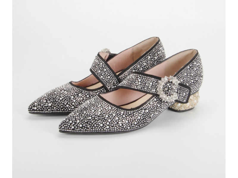 Women Crystal Mary Janes Pumps Lady Fashion Pearls Round Heels Party Shoes Elegant Low Heels Women Crystal Mary Janes Pumps Lady Fashion Pearls Round Heels Party Shoes Elegant Low Heels