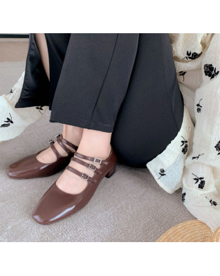 Women Natural Real Cow Leather Shoes Red Silver Gold Triple Buckle Mary Janes Retro Ladies Pumps 2023 New Spring Autumn Women Natural Real Cow Leather Shoes Red Silver Gold Triple Buckle Mary Janes Retro Ladies Pumps 2023 New Spring Autumn