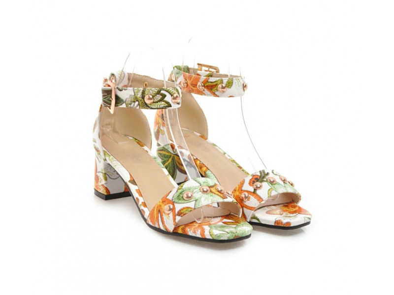 Print Flowers Sandals Women Ladies Gold Metal Buckle Rivets Summer Shoes Female Woman Ankle Strap Floral Sandals Sandalias Mujer Print Flowers Sandals Women Ladies Gold Metal Buckle Rivets Summer Shoes Female Woman Ankle Strap Floral Sandals Sandalias Mujer